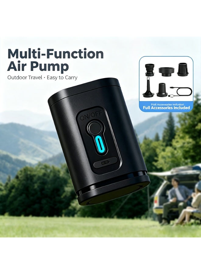 Portable Rechargeable Air Pump, USB Electric Inflator Deflator with 5 Nozzles, Mini Air Pump for Air Mattress, Pool Floats, Camping, Vacuum Storage Bags - Image 3