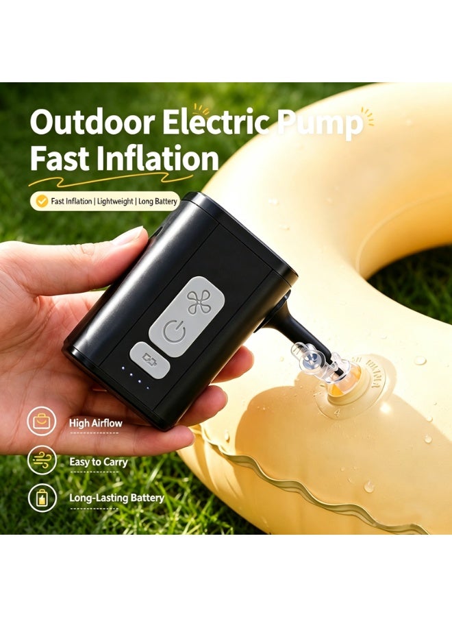 Portable Rechargeable Air Pump, USB Electric Inflator Deflator with 5 Nozzles, Mini Air Pump for Air Mattress, Pool Floats, Camping, Vacuum Storage Bags - Image 5