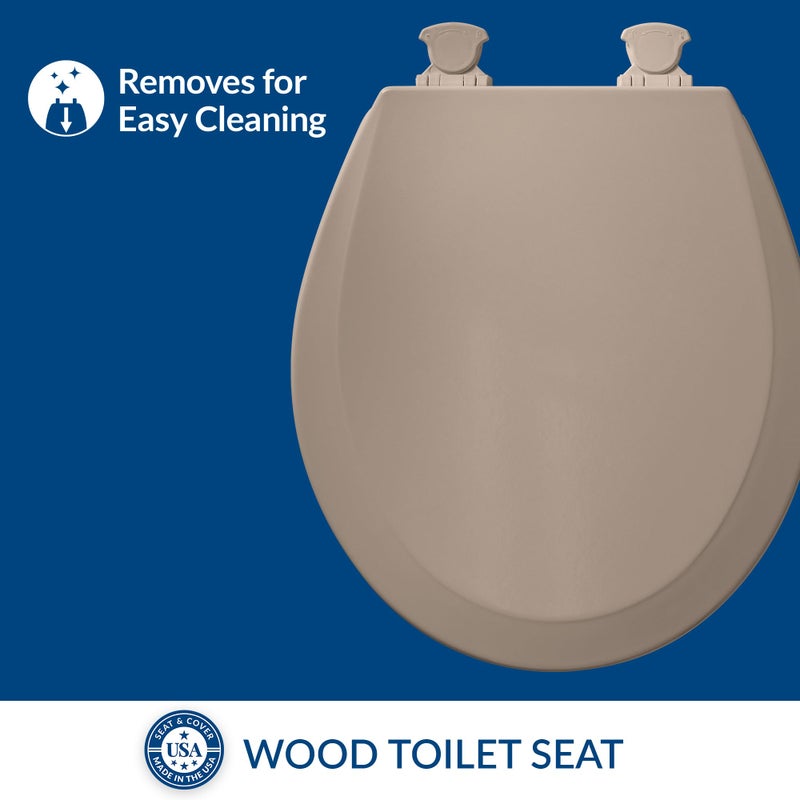 Bemis 500EC 068 Molded Wood Round Toilet Seat with Easy Clean and Change Hinge, 1 Pack, Fawn Beige - Image 2