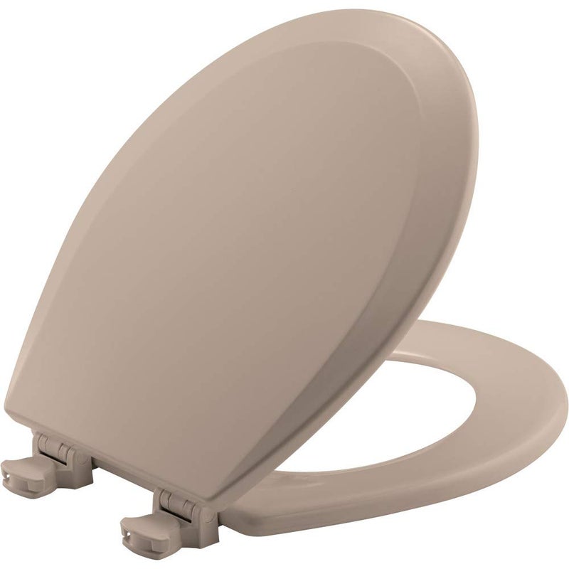 Bemis 500EC 068 Molded Wood Round Toilet Seat with Easy Clean and Change Hinge, 1 Pack, Fawn Beige - Image 1