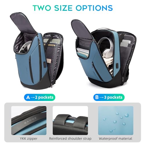 BANGE Business Smart Backpack Waterproof fit 15.6 Inch Laptop Backpack with USB Charging Port,Travel Durable Backpack (Light Blue(three Pocket), Medium) - Image 4