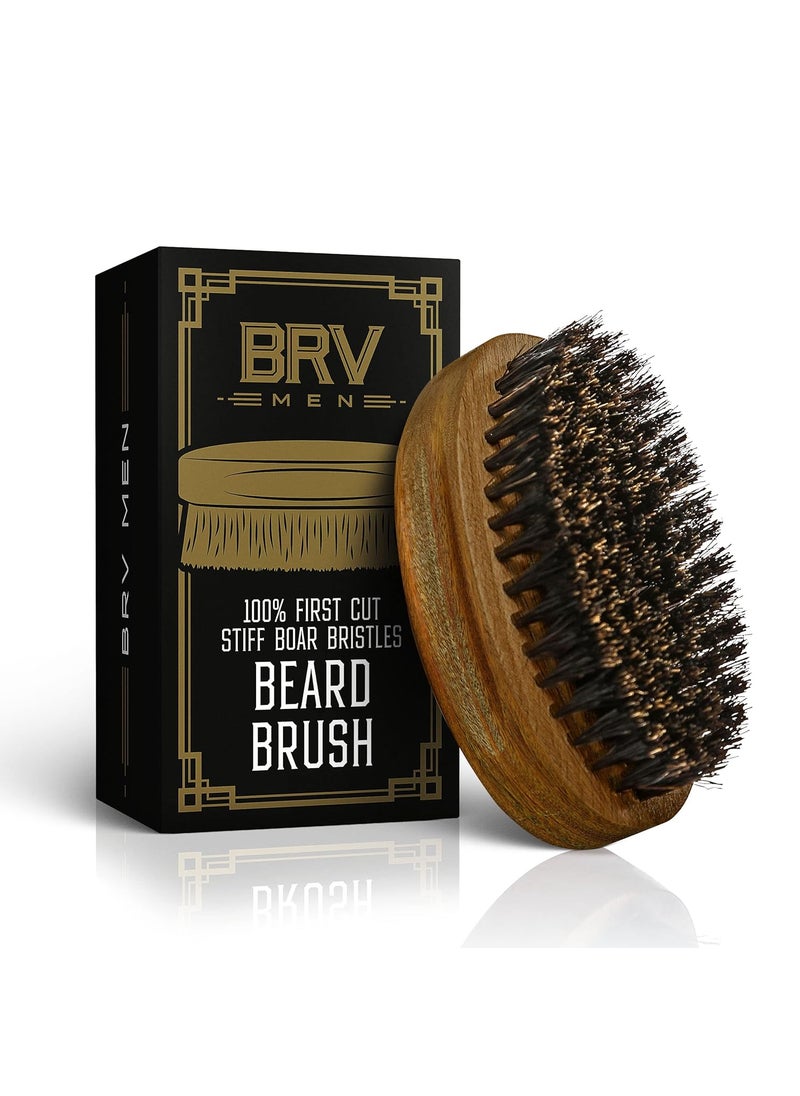 BRV MEN Beard Brush  Firm Boar Bristles  FirstCut Boar Hair Bristles  The Ideal Gift For Men Green Sandalwood 