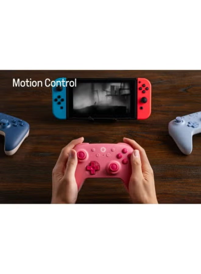 8بت دو وحدة تحكم بلوتوث 8Bitdo Ultimate 2C Hall Effect Joysticks مع أزرار L4/R4 قابلة لإعادة التعيين، تحكم في الحركة بستة محاور، اهتزاز Rumble ووظيفة Turbo لجهاز Switch/Switch 2 (وردي) - Image 3