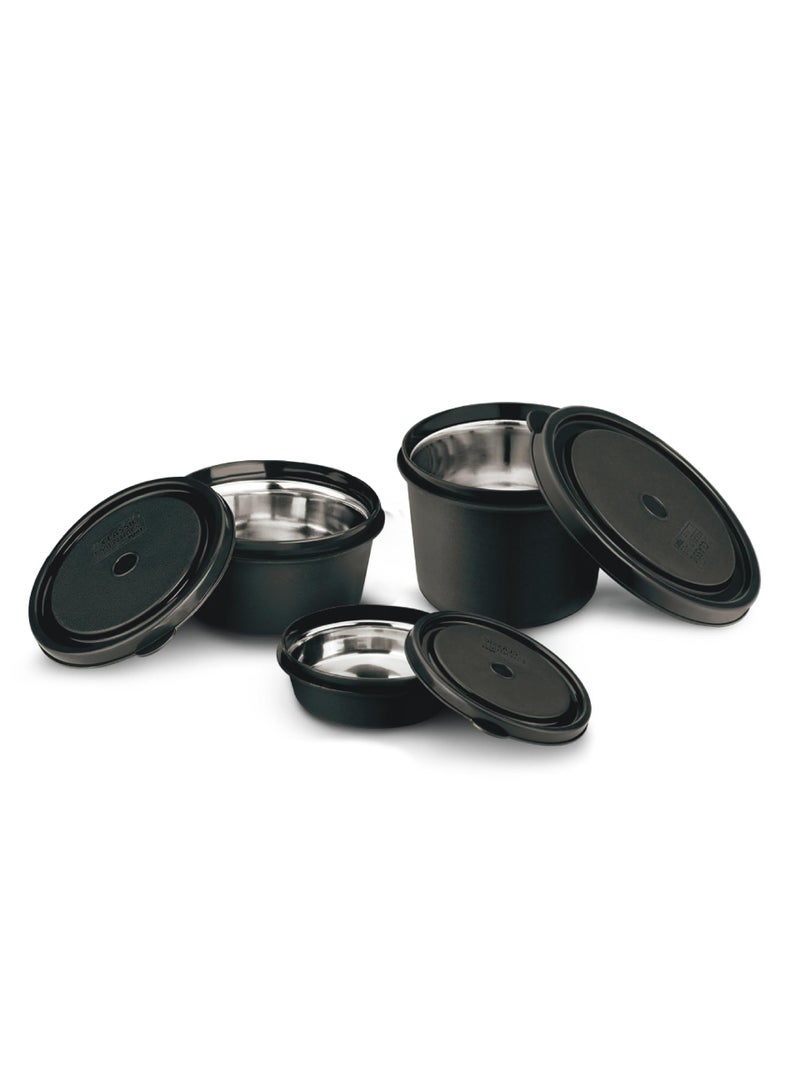 CLASSIC ESSENTIALS Stainless Steel Microwave Safe Containers with Lids Insulated Lunch Box, 3 Containers Lunch Box (1250 ml) - Image 1