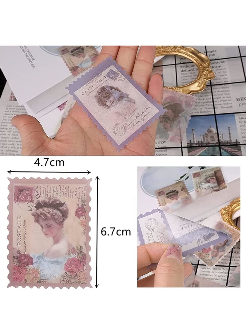 SOLARAE 60 قطعة ملصقات طوابع بريدية عتيقة - ورق ديكور جمالي لكتب القصاصات، اليوميات، المخططات وأعمال الأطفال اليدوية - Image 5