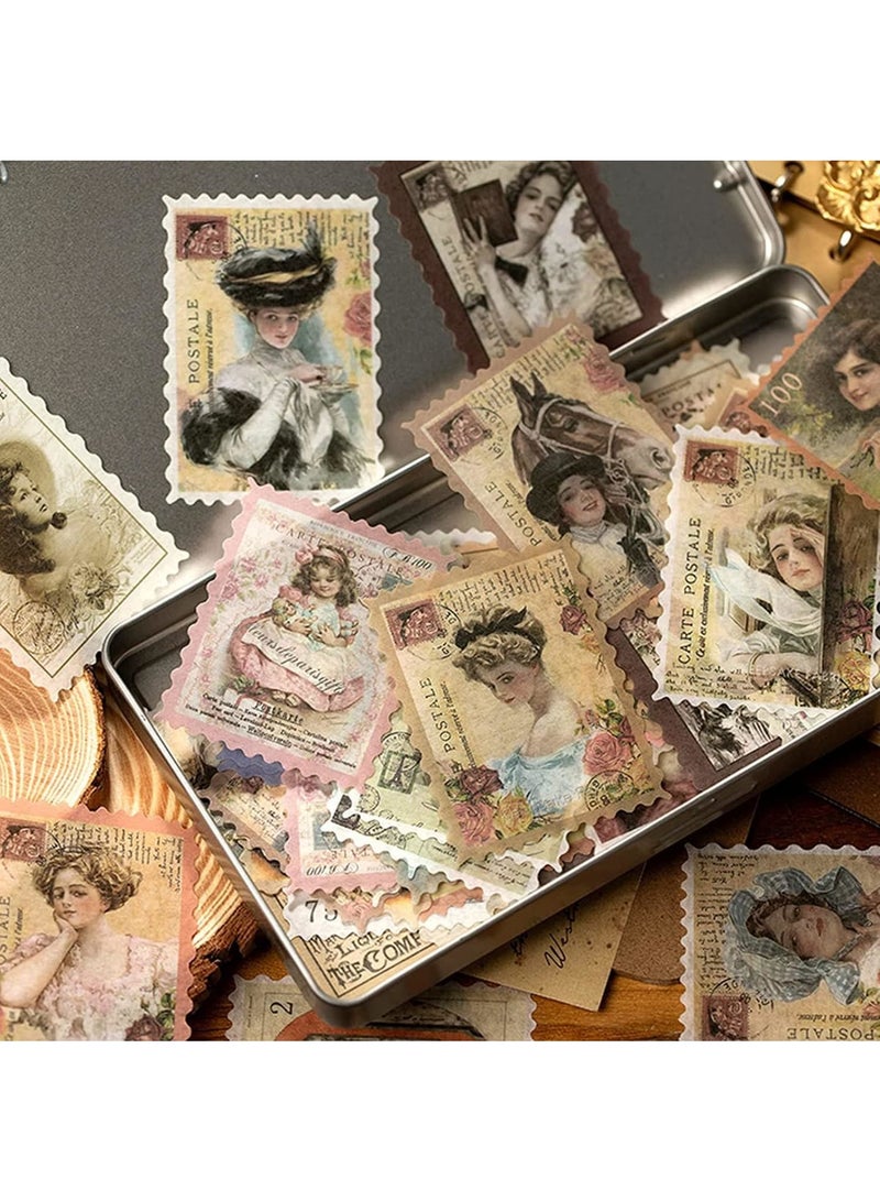 SOLARAE 60 قطعة ملصقات طوابع بريدية عتيقة - ورق ديكور جمالي لكتب القصاصات، اليوميات، المخططات وأعمال الأطفال اليدوية - Image 2