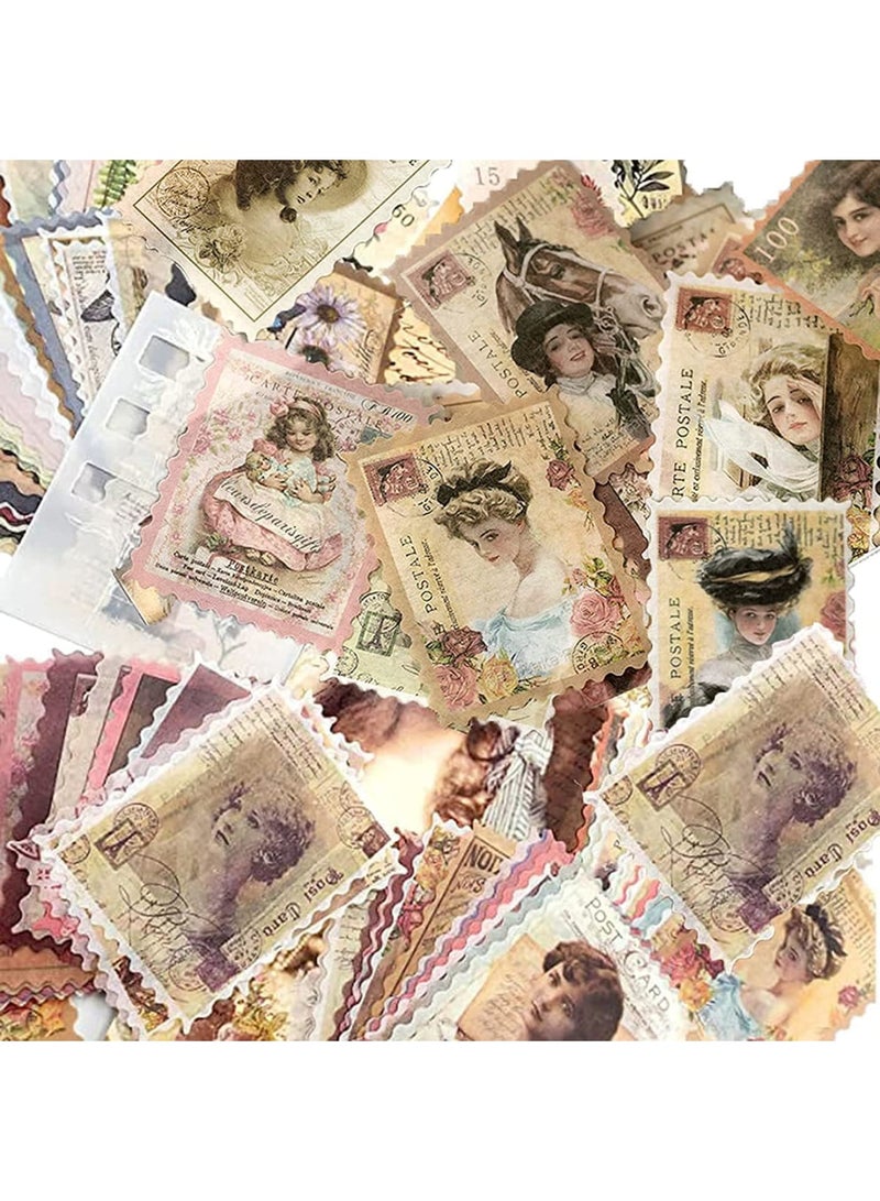 SOLARAE 60 قطعة ملصقات طوابع بريدية عتيقة - ورق ديكور جمالي لكتب القصاصات، اليوميات، المخططات وأعمال الأطفال اليدوية - Image 4