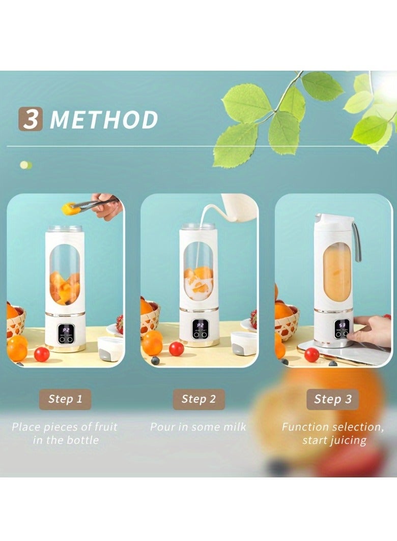 إيفرين خلاط محمول قابل لإعادة الشحن عبر USB مع شاشة LED - 450 مل، 7.4 فولت 50 واط 12 شفرة، مثالي للعصائر والعصائر الطازجة، تصميم صغير الحجم للتغذية أثناء التنقل - Image 4