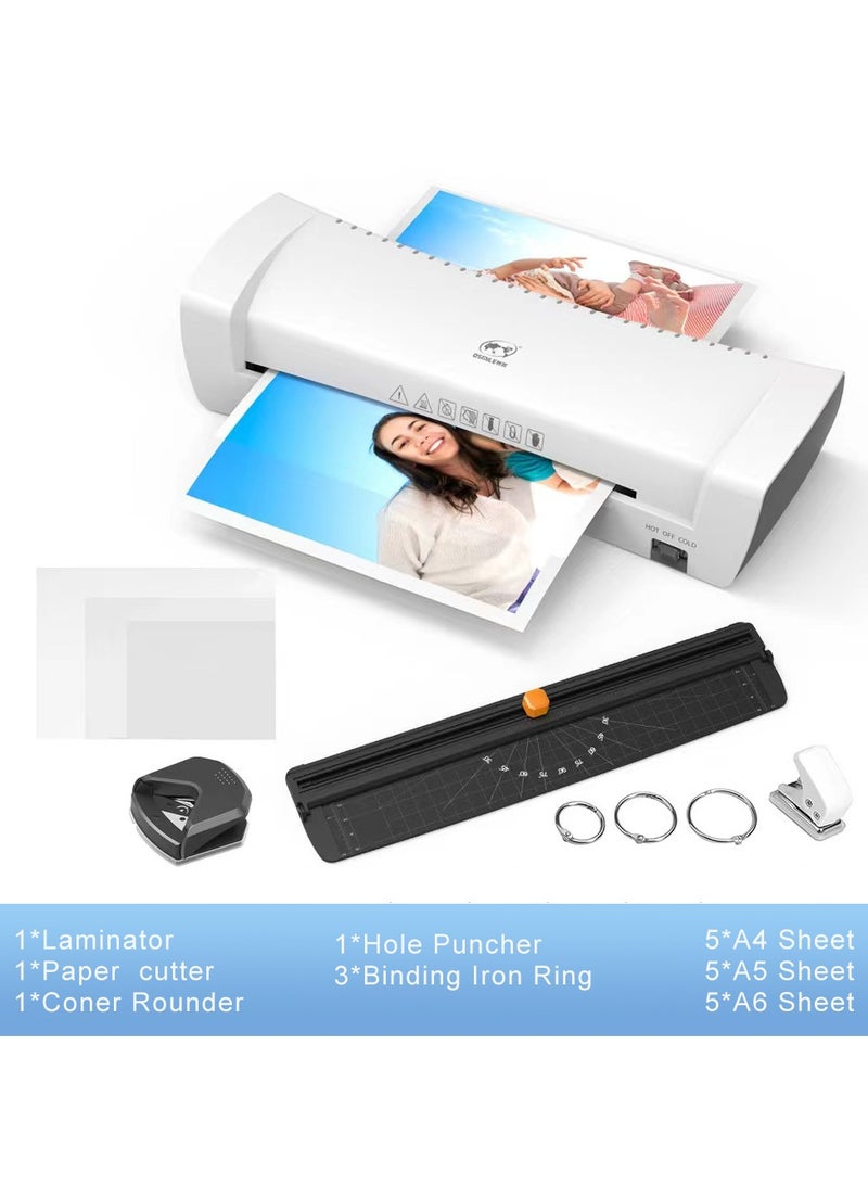 OSMILE Laminator,  Laminator Machine with 15 Laminating Sheets, A4 Laminating Machine Hot & Cold with Paper Trimmer & Corner Rounder, 9-Inch Personal Thermal Laminator for Home School Office - Image 1