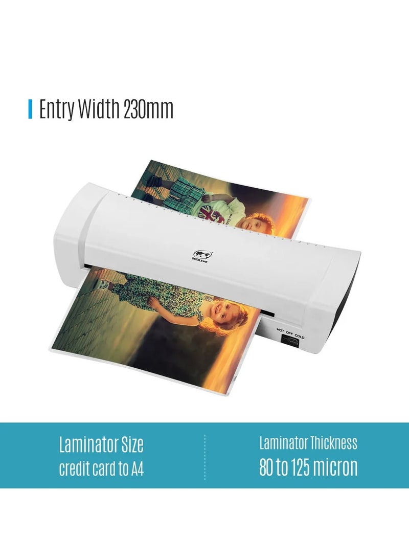 OSMILE Laminator,  Laminator Machine with 15 Laminating Sheets, A4 Laminating Machine Hot & Cold with Paper Trimmer & Corner Rounder, 9-Inch Personal Thermal Laminator for Home School Office - Image 2