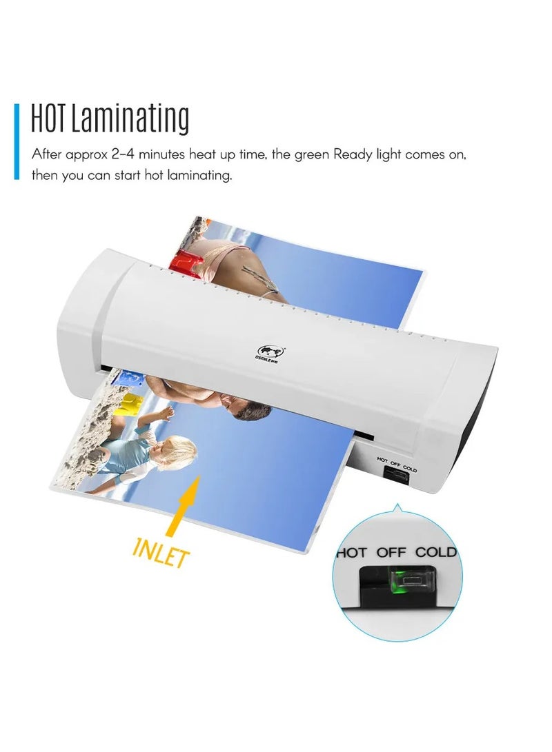 OSMILE Laminator,  Laminator Machine with 15 Laminating Sheets, A4 Laminating Machine Hot & Cold with Paper Trimmer & Corner Rounder, 9-Inch Personal Thermal Laminator for Home School Office - Image 4