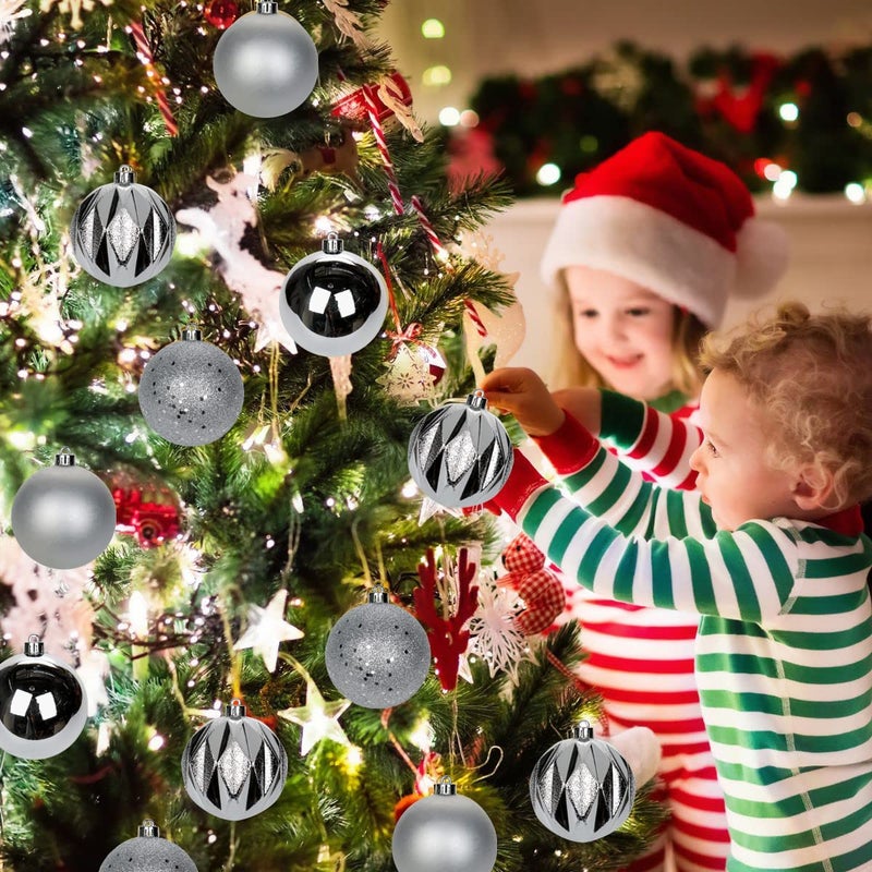 Briful 12PCS 3.15"" Christmas Ball Ornaments Shatterproof Silver Christmas Tree Decorations Xmas Tree Balls Halloween Ornaments D?cor - Image 4