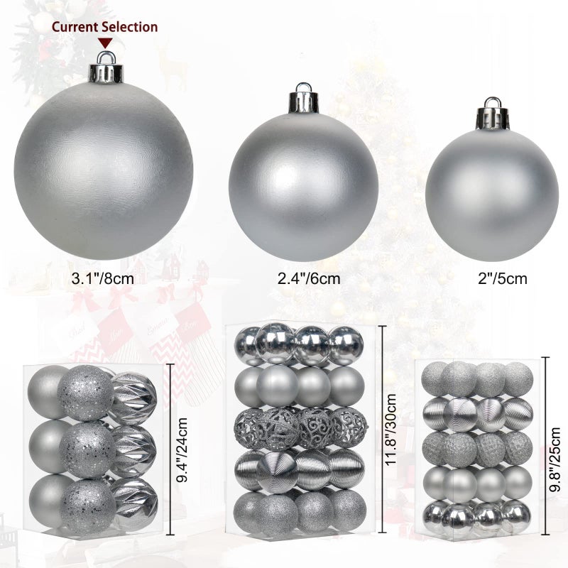 Briful 12PCS 3.15"" Christmas Ball Ornaments Shatterproof Silver Christmas Tree Decorations Xmas Tree Balls Halloween Ornaments D?cor - Image 3