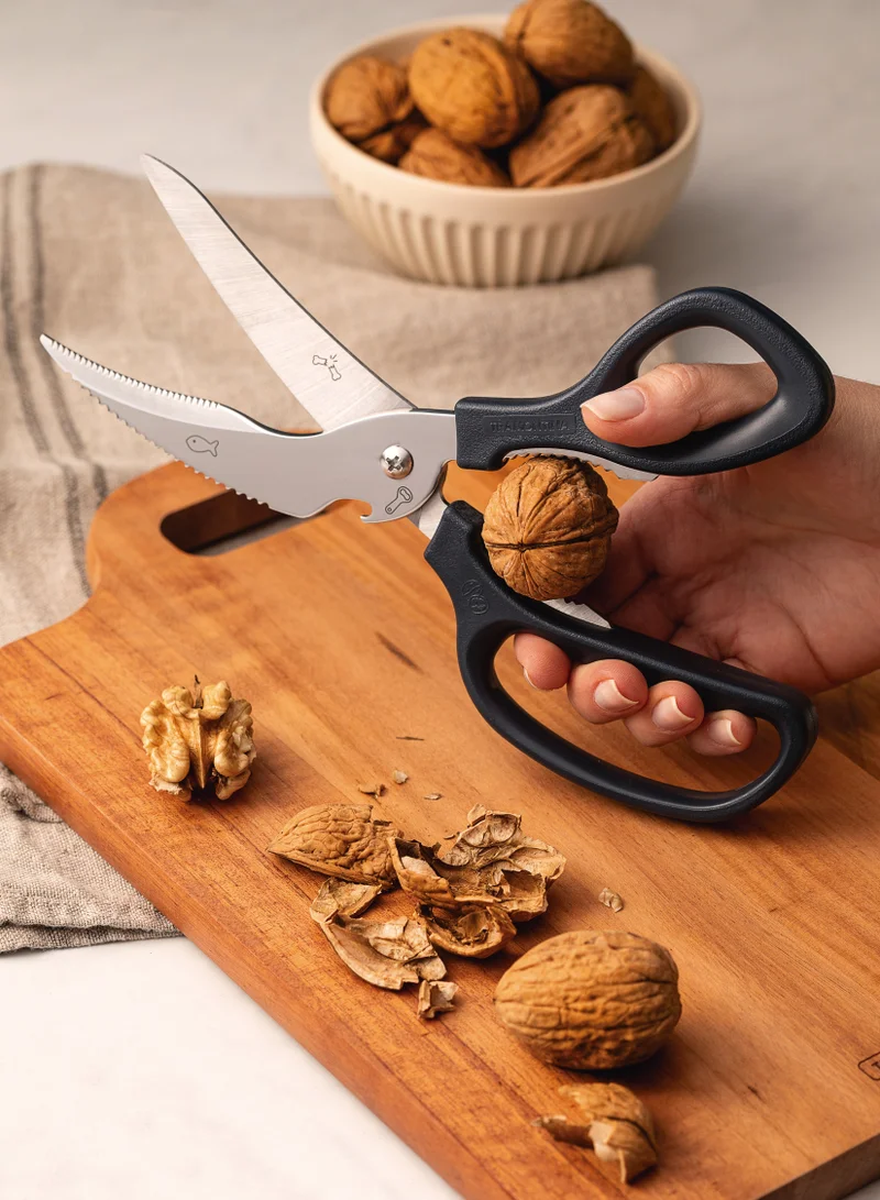 ترامونتينا Tramontina Supercort 8 Inches Kitchen Scissors with Stainless Steel Blades and Black Polypropylene Handle