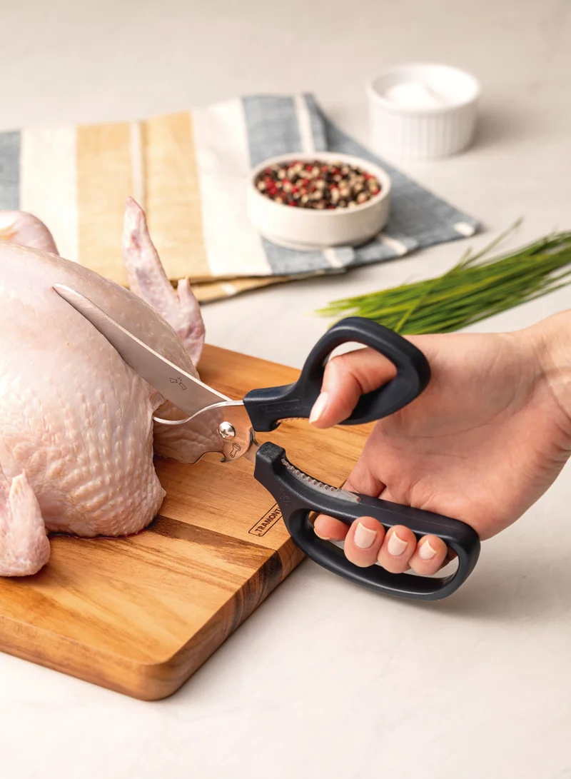 ترامونتينا Tramontina Supercort 8 Inches Kitchen Scissors with Stainless Steel Blades and Black Polypropylene Handle
