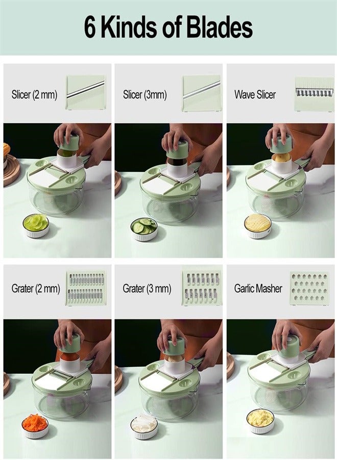 كيلا مجموعة تقطيع الخضار 9 في 1، مفرمة طعام، مبشرة مطبخ مع 6 شفرات، مفرمة ثوم مع حوض كبير سعة 2000 مل - Image 3