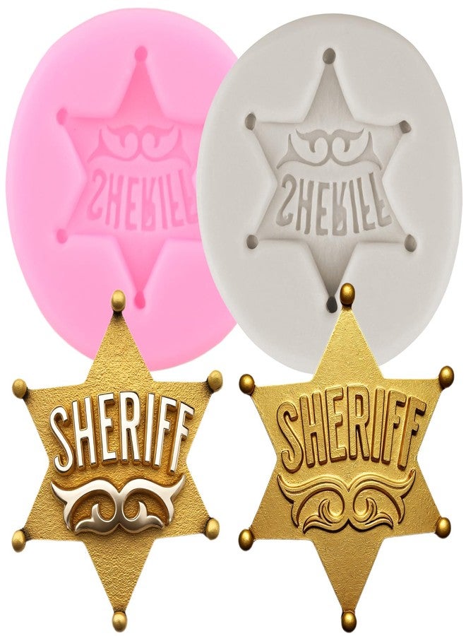 RFGHAC Police Badge Silicone Mold Sheriff Badge Armband Fondant Mold for Cake Decorating Cupcake Topper Chocolate Candy Sugar Gum Paste Polymer Clay Set Of 2 - Image 1