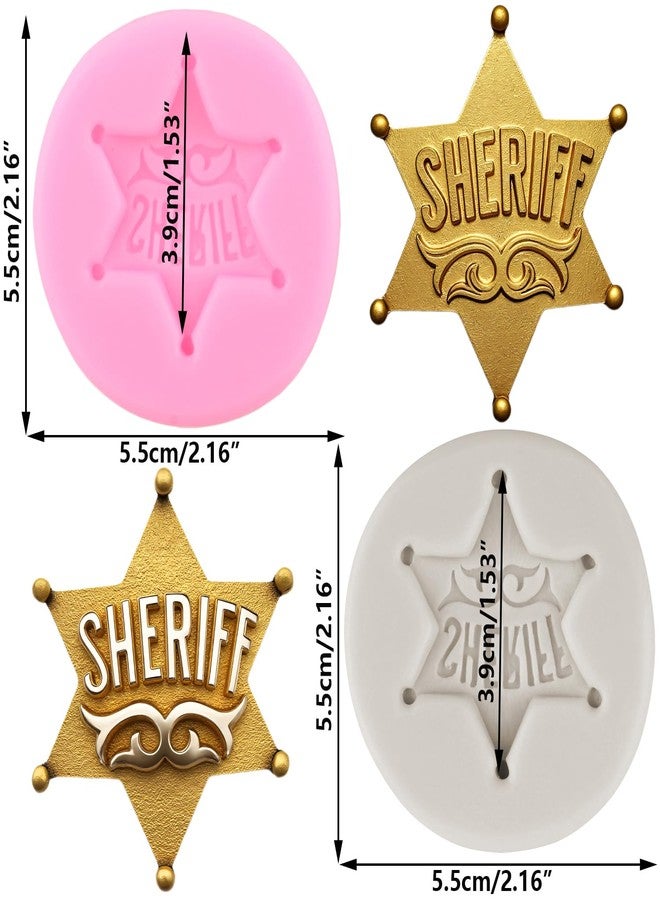 RFGHAC Police Badge Silicone Mold Sheriff Badge Armband Fondant Mold for Cake Decorating Cupcake Topper Chocolate Candy Sugar Gum Paste Polymer Clay Set Of 2 - Image 2