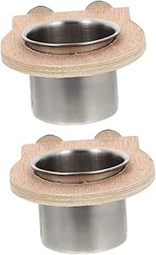 2pcs Stainless Steel Hanging Food Water Bowl for Parrots Cockatiels Bird Cage - Image 1