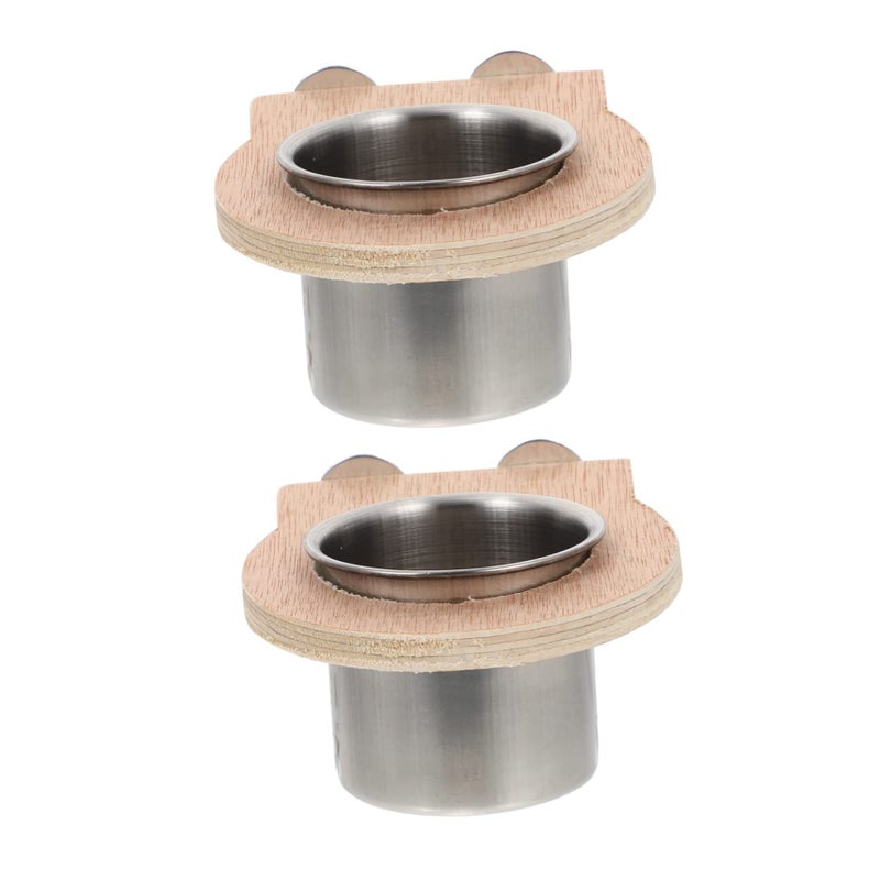 2pcs Stainless Steel Hanging Food Water Bowl for Parrots Cockatiels Bird Cage - Image 2