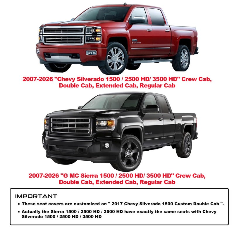 Aierxuan Back Seat Covers Compatible with Chevy Silverado GMC Sierra Pickup Custom Fit 2007-2026 1500 2500HD 3500HD Crew Double Extended Cab Waterproof Leather Split Bench (Rear Seat/Blue) - Image 2