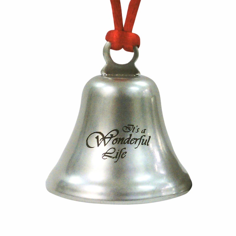 Bevin Bells Its A Wonderful Life Christmas Ornament  Steel  Official Movie Keepsake  Red String  Red Velvet Gift Bag