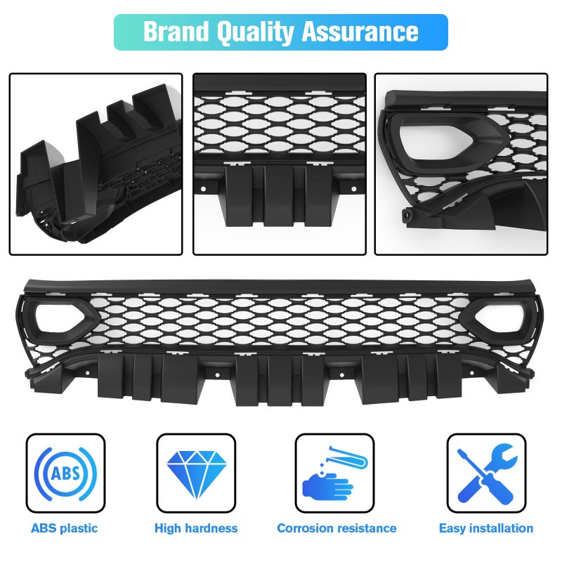 LitMiRaCle Front Upper Grille Assembly Compatible With 2015-2023 Dodge Charger SRT Pursuit R/T SE GT Scat Pack Daytona Replacement for 68417502AA Mesh Grill W/ 2 Side Bezels - Image 3