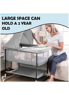 Arabest Baby Bassinets Bedside Moveable Baby Crib Portable Bassinets for Safe Co-Sleeping Adjustable Baby Bed Grey  - Image 4
