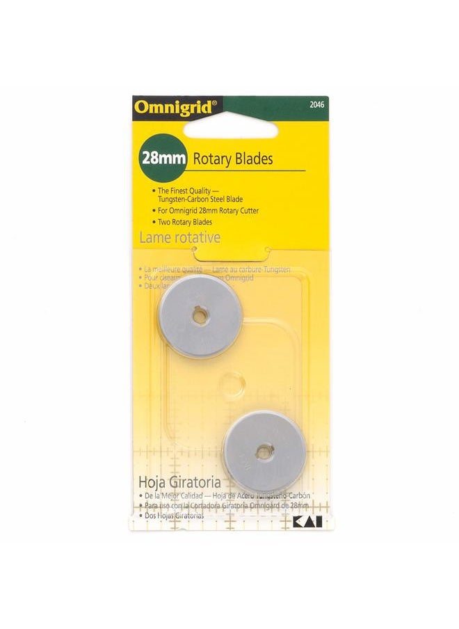 Omnigrid - 28mm Refills, 2, Tungsten-Carbon Steel Rotary Blades, 28 mm, 2-Pack, Silver, 2 Count, (2046) - Image 1