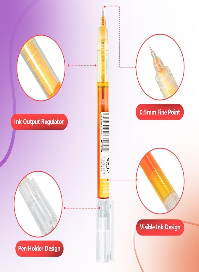 EZWORK Rolling Ball Pens, Quick Dry Ink Rollerball Pen, 0.5 mm Extra Fine Point Liquid Ink Pen, Pack of 12, Multicolor - Image 4