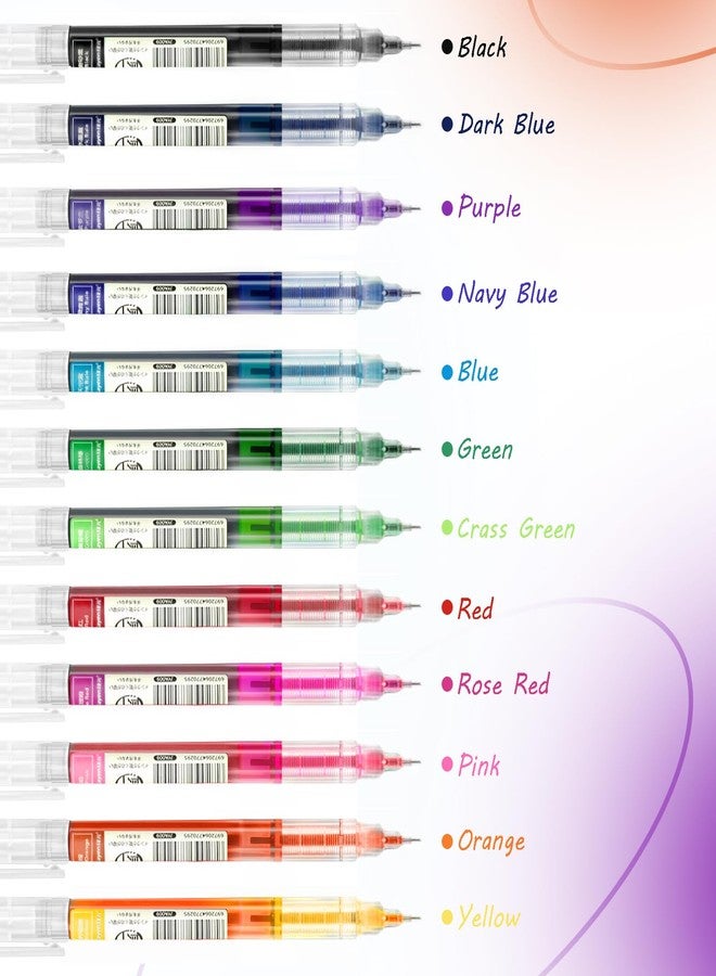EZWORK Rolling Ball Pens, Quick Dry Ink Rollerball Pen, 0.5 mm Extra Fine Point Liquid Ink Pen, Pack of 12, Multicolor - Image 3