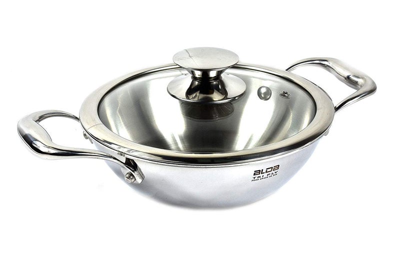 Alda Stainless Steel Wok With Glass Lid- Silver - Image 1