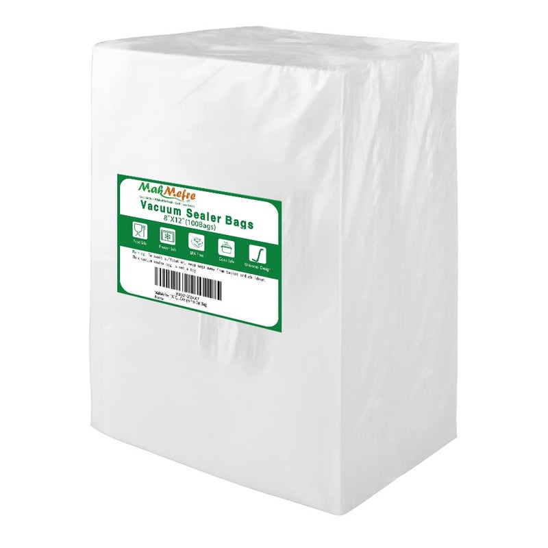 MakMeFre MakMeFre 100 Quart Size 8x12Inch Vacuum Freezer Sealer Bags for Food BPA Free Heavy Duty Commercial Grade Sous Vide Vaccume SafeVaccume Seal PreCut Bag