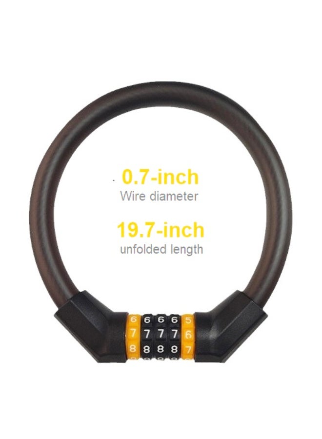 Upgraded 5-digit combination lock with tens of thousands of possible combinations - 0.7-inch Wire diameter, 19.7-inch unfolded length, screw-type safety resettable cable lock, suitable for anti-theft accessories for mountain bikes, road bikes, e-bikes and scooters. - Image 4
