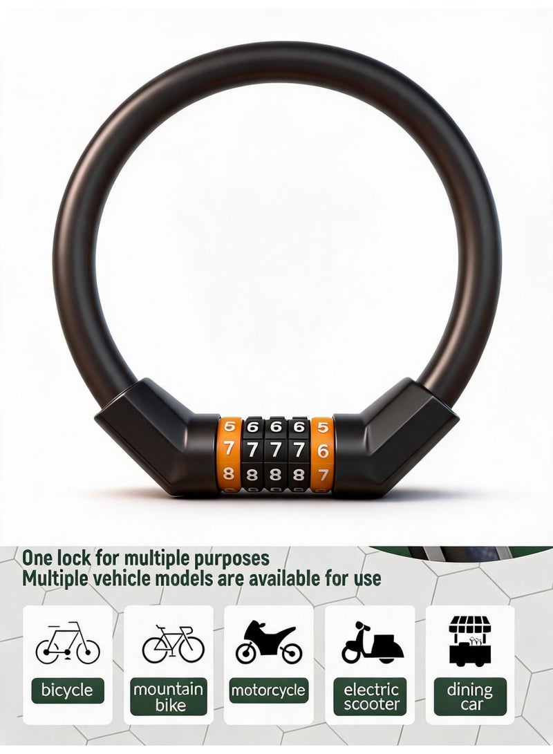 Upgraded 5-digit combination lock with tens of thousands of possible combinations - 0.7-inch Wire diameter, 19.7-inch unfolded length, screw-type safety resettable cable lock, suitable for anti-theft accessories for mountain bikes, road bikes, e-bikes and scooters. - Image 2