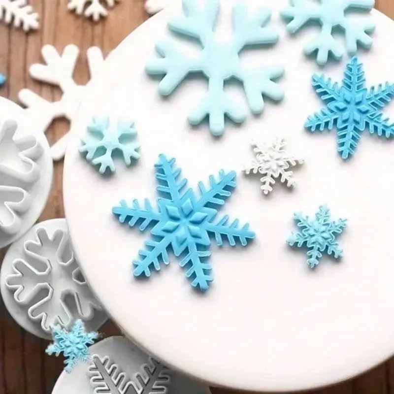 LEGACYCART 9pc 3D Christmas Snowflake and Tree Cookie Cutter Set Fondant Dough and Cookie Stamps for Baking Biscuits Cake Decorations Cupcake Toppers Party Snacks Pack of 3 - Image 5