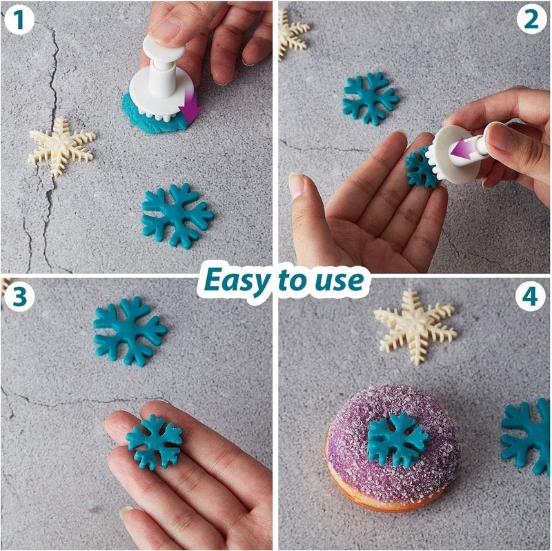 LEGACYCART 9pc 3D Christmas Snowflake and Tree Cookie Cutter Set Fondant Dough and Cookie Stamps for Baking Biscuits Cake Decorations Cupcake Toppers Party Snacks Pack of 3 - Image 3
