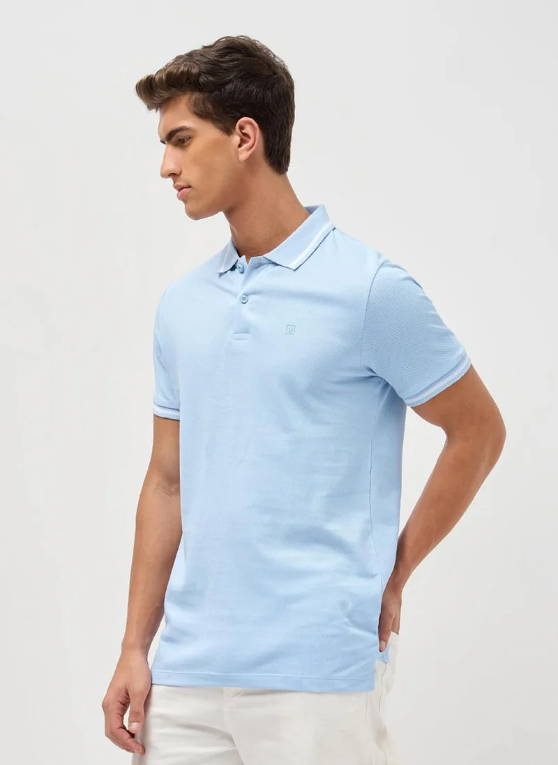 Urbano Fashion  Urbano Fashion Men's Light Sky Blue Solid Regular Fit Half Sleeve Cotton Polo T-Shirt for Men | Best Price UAE