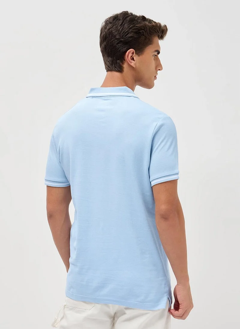 Urbano Fashion  Urbano Fashion Men's Light Sky Blue Solid Regular Fit Half Sleeve Cotton Polo T-Shirt for Men | Best Price UAE