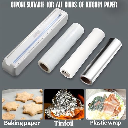 CLAPONE Plastic Wrap Dispenser with Cutter & Aluminum Foil Organizer – Refillable Cling Film and Food Wrap Dispenser with Sharp Sliding Cutter Kitchen Utensil Plastic Wrap and Aluminum Foil Dispenser - Image 3