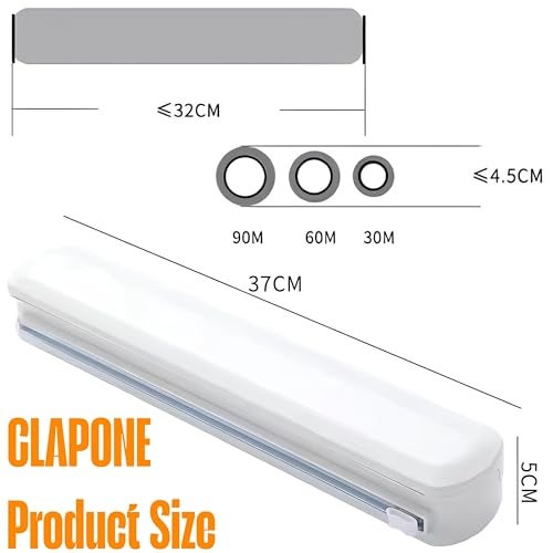 CLAPONE Plastic Wrap Dispenser with Cutter & Aluminum Foil Organizer – Refillable Cling Film and Food Wrap Dispenser with Sharp Sliding Cutter Kitchen Utensil Plastic Wrap and Aluminum Foil Dispenser - Image 2