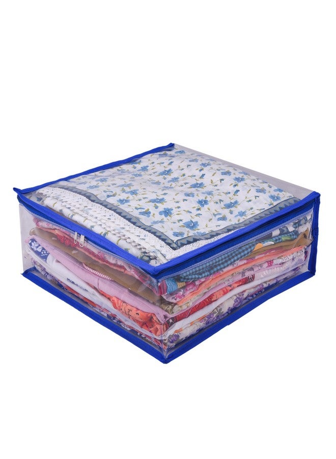 MBW Clothes Organiser for Wardrobe, Saree Covers with zip, Saree Organizer for Wardrobe, Clothes Storage Bag, Saree Bags Storage, Saree Covers for Storage, Transparent (Navy Blue - Pack of 12) - Image 2