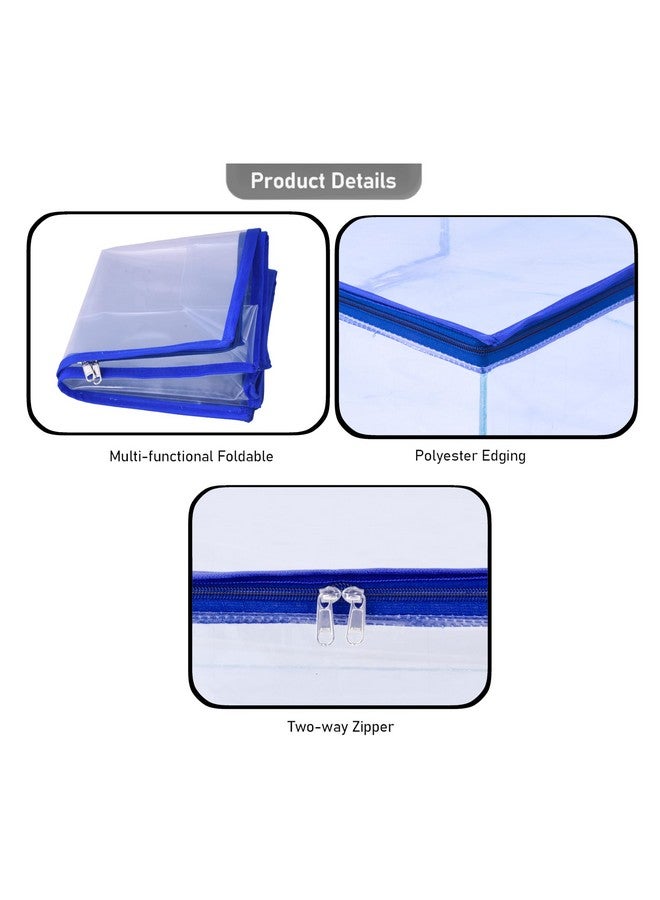MBW Clothes Organiser for Wardrobe, Saree Covers with zip, Saree Organizer for Wardrobe, Clothes Storage Bag, Saree Bags Storage, Saree Covers for Storage, Transparent (Navy Blue - Pack of 12) - Image 4
