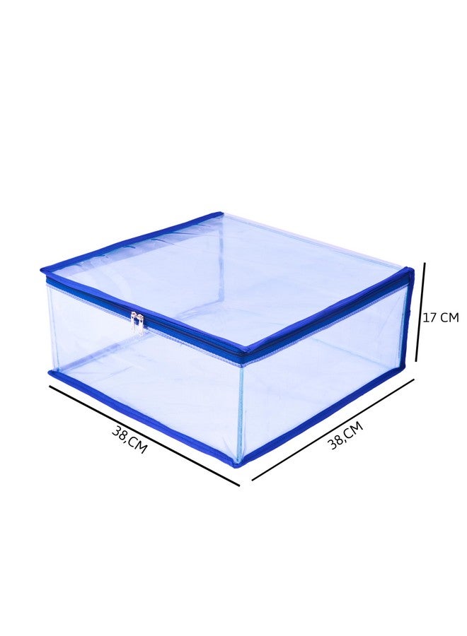 MBW Clothes Organiser for Wardrobe, Saree Covers with zip, Saree Organizer for Wardrobe, Clothes Storage Bag, Saree Bags Storage, Saree Covers for Storage, Transparent (Navy Blue - Pack of 12) - Image 3