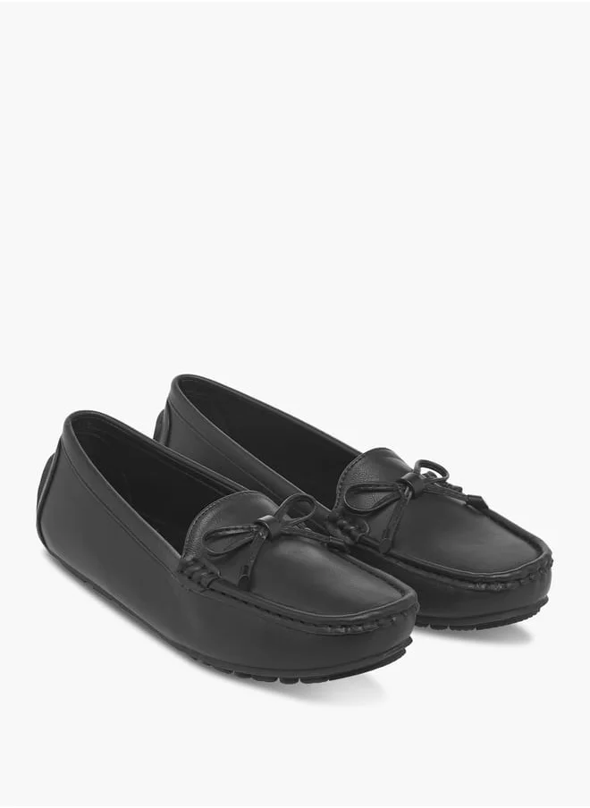 لو كونفورت Women's Bow Detail Slip-On Loafers