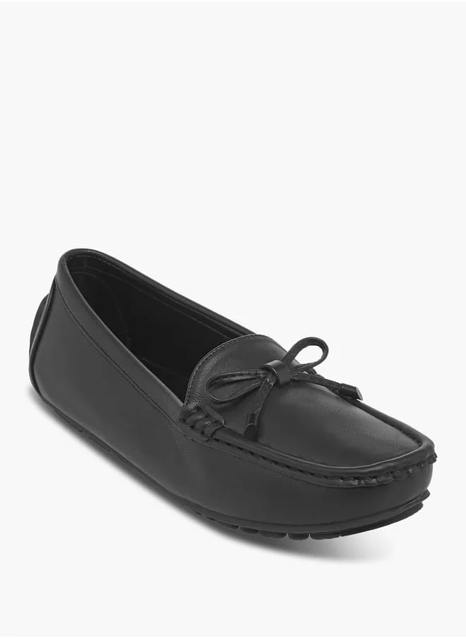 لو كونفورت Women's Bow Detail Slip-On Loafers