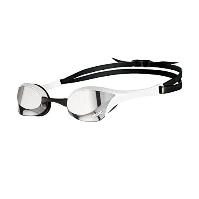 ARENA Cobra Ultra Swipe Racing Swim Goggles - Anti-Fog, Polycarbonate Mirror Lens, Yellow Copper/White