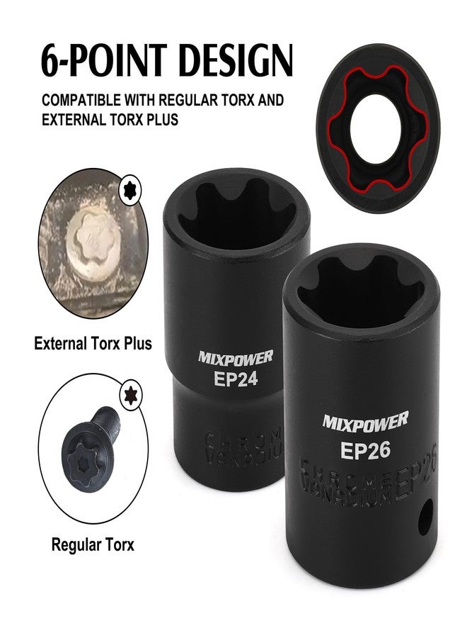 MIXPOWER 19PC External Torx Plus Socket Set 6 Point EP Socket Compatible with Tesla EP4-EP32 with 1/2'' 3/8'' 1/4'' Dr CR-V - Image 3