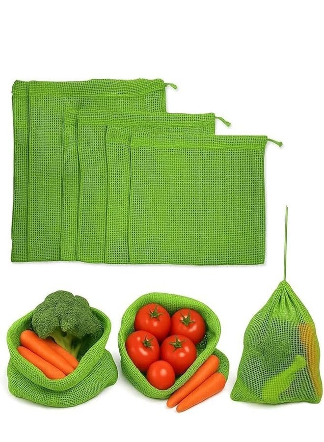 KITDAO KITCHENDAO 100% Cotton Vegetable Bags for Fridge Storage Eco-Friendly Natural Cotton Mesh Net Fridge Storage Bags with Drawstring Fruits, Food-Safe, Biodegradable, Reusable (Pack of 6) - Image 1