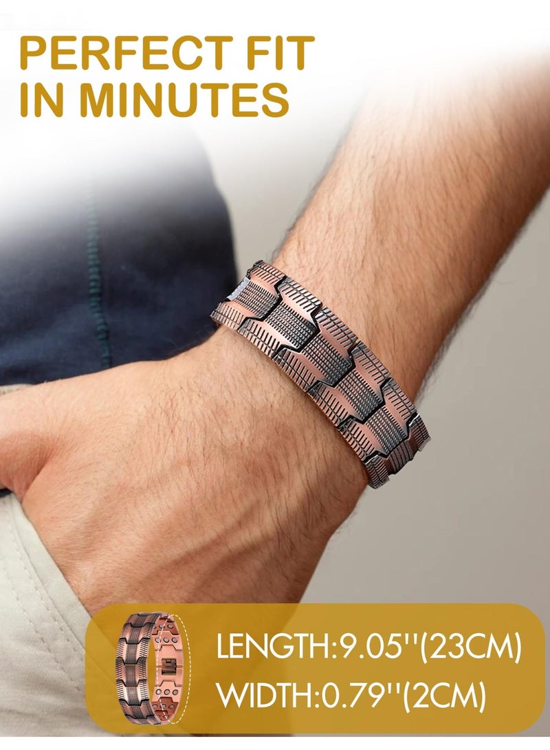 Men's Copper Bracelet, 3x Stronger 99.99% Pure Copper Magnetic Bracelet with Magnets, Adjustable Length, and Sizing Tool - Image 3